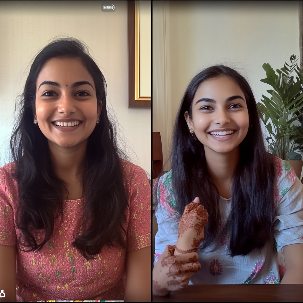 Happy Indian Mom and Daughter on Video Call