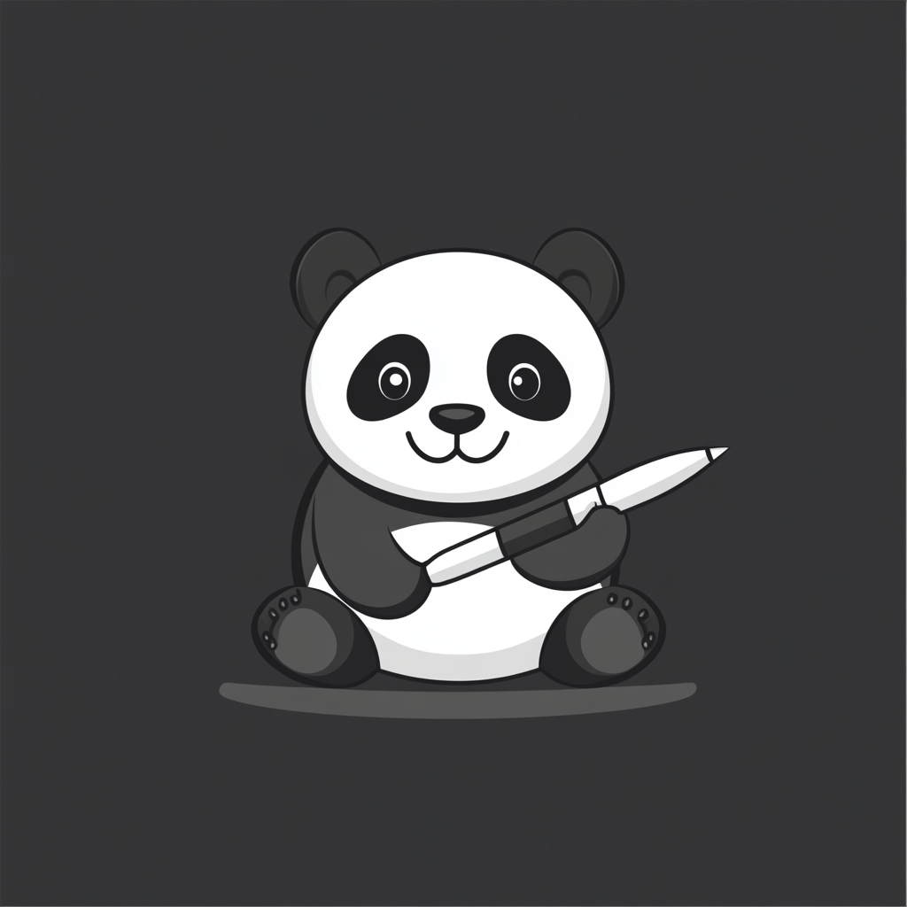 Happy Panda Writing Logo with Ink Pen