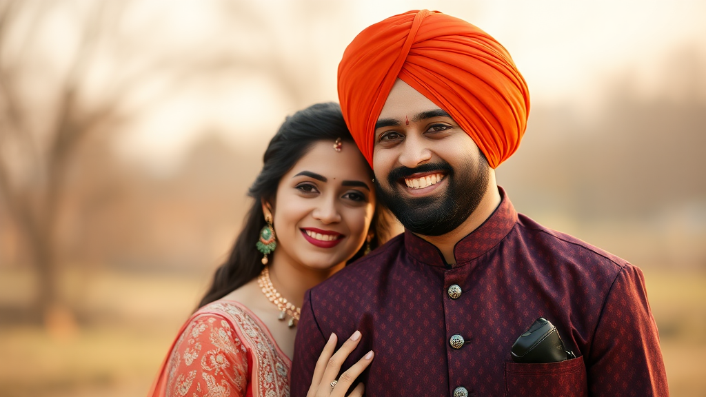 Happy Punjabi couple cinematic photoshoot with Canon Vogue