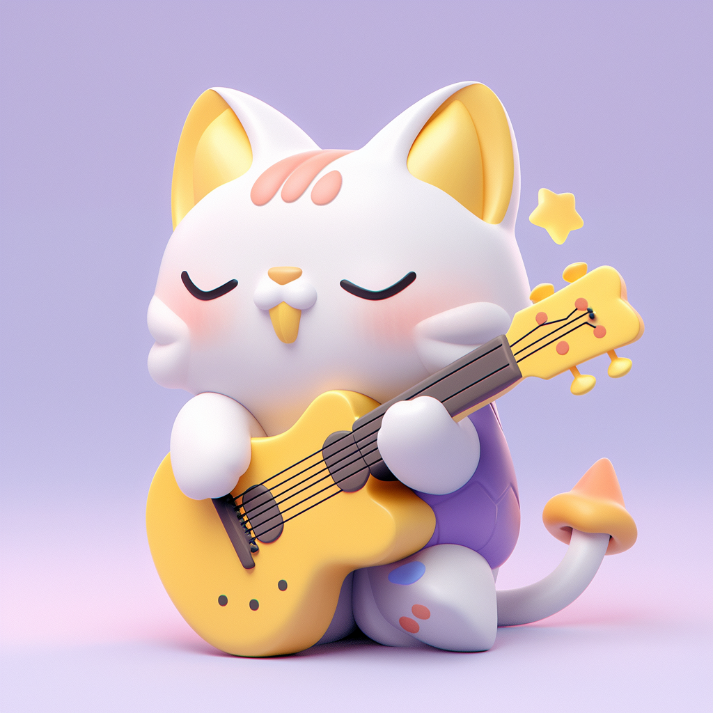 Happy Rockstar Cat Plushie in Dynamic Pose