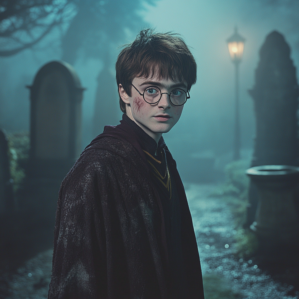 Harry Potter in Misty Graveyard: 1950's Style