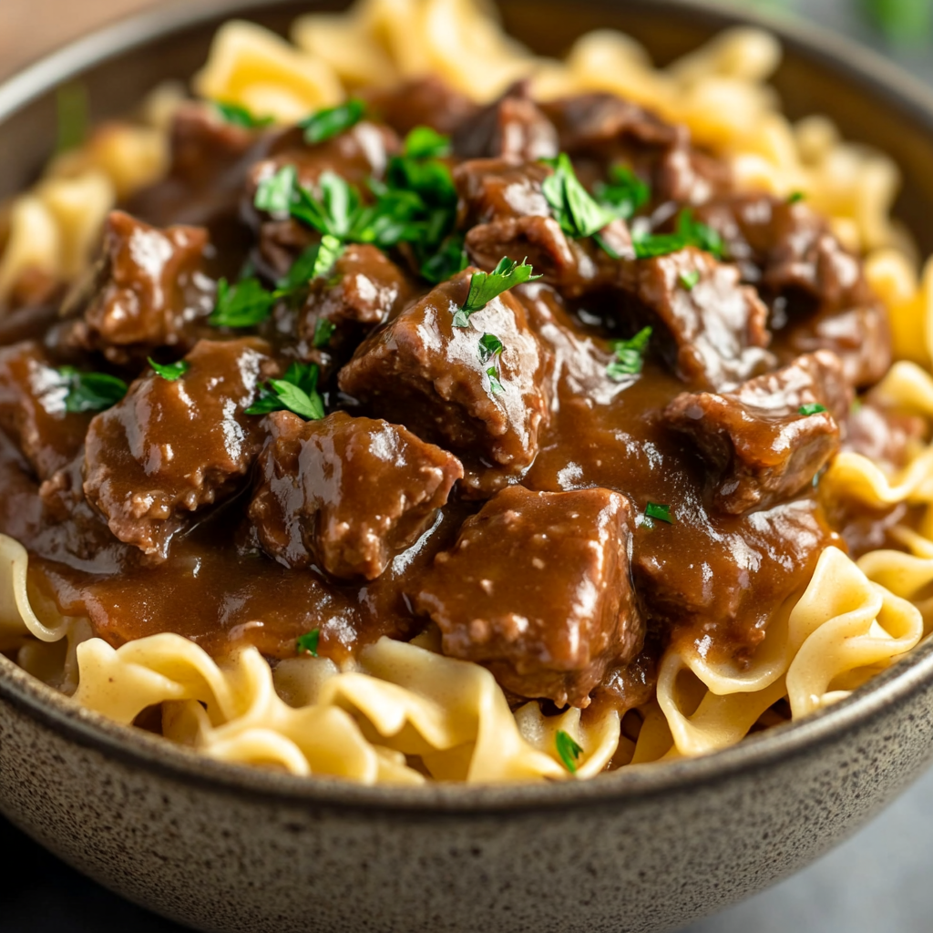 Hearty Beef Tips & Noodles: Savory comfort in a bowl