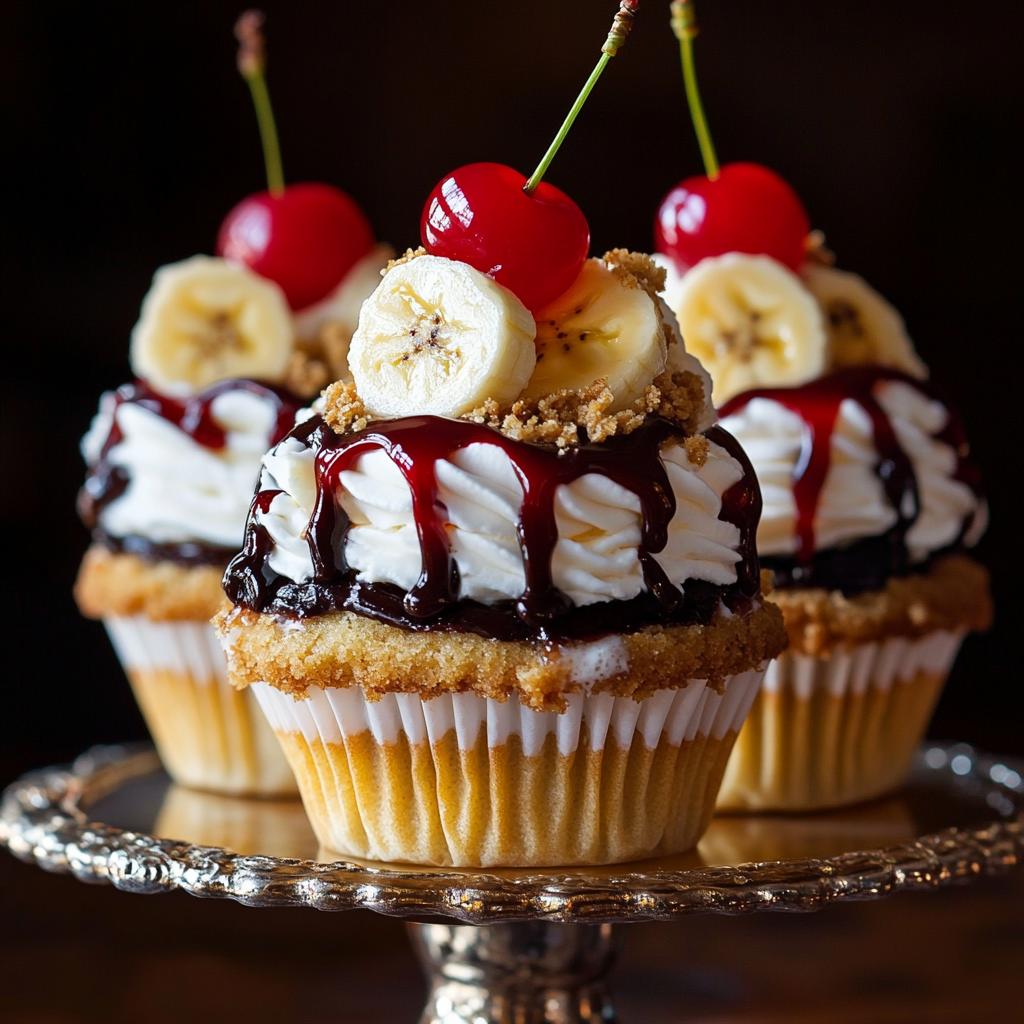 Heavenly No-Bake Banana Split Cupcakes with Creamy Chocolate