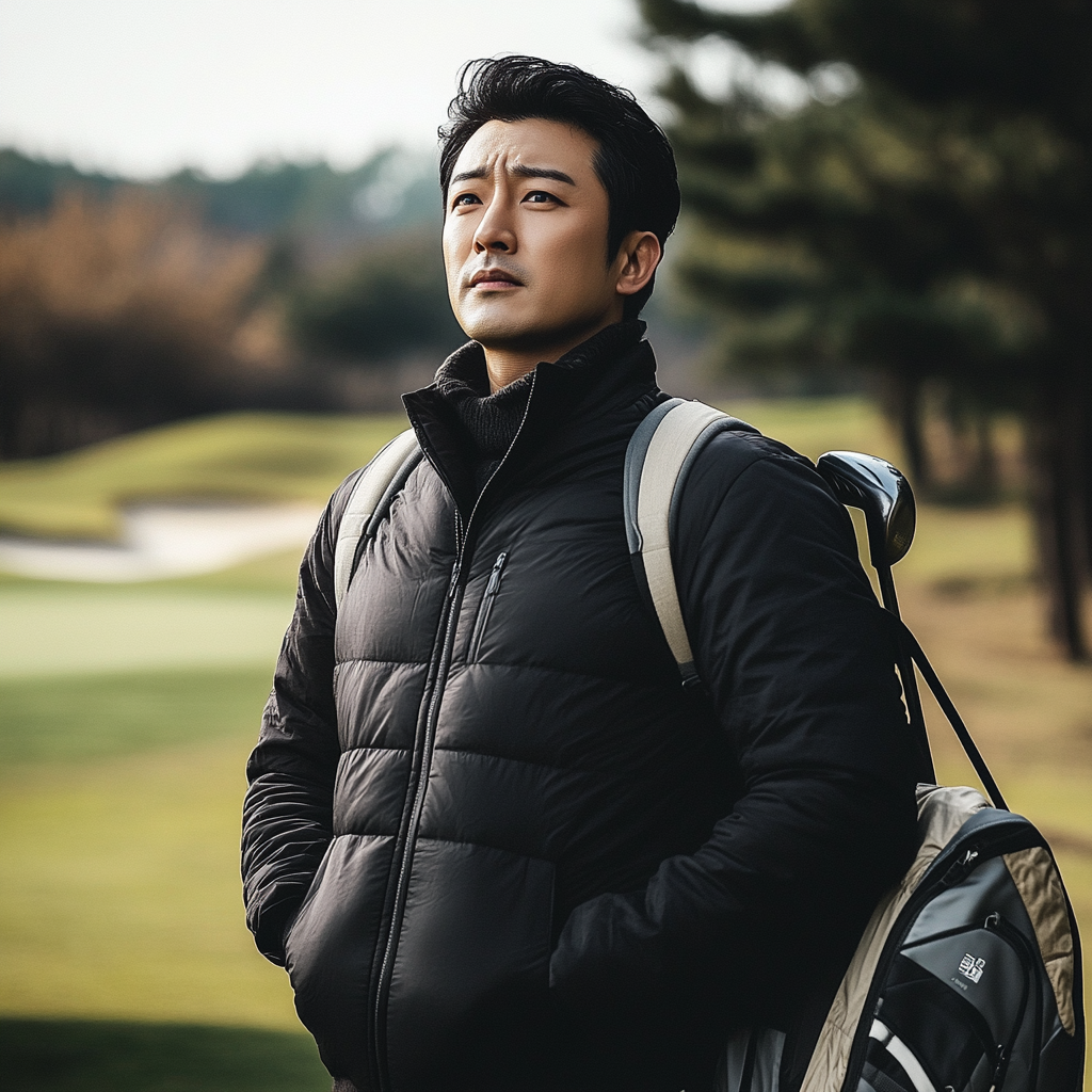 Hesitant 40s Korean Male at Golf Course