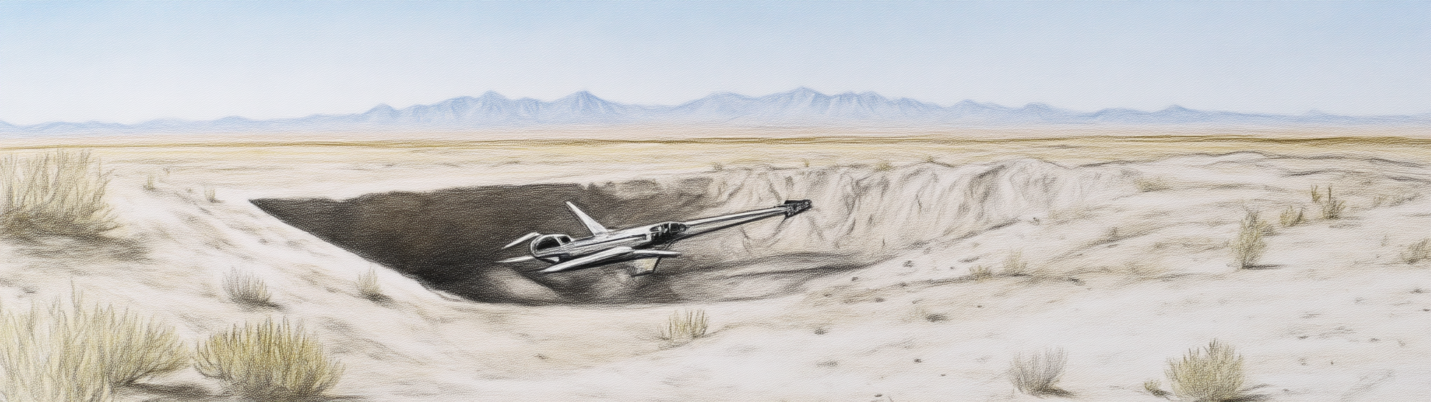 Hidden solar-powered UAV in Nevada desert mountains. Sky visible.