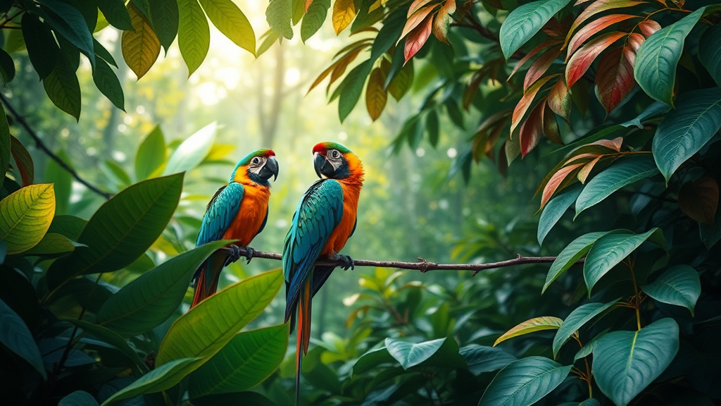 High-Resolution Forest Image with Birds and Leaves