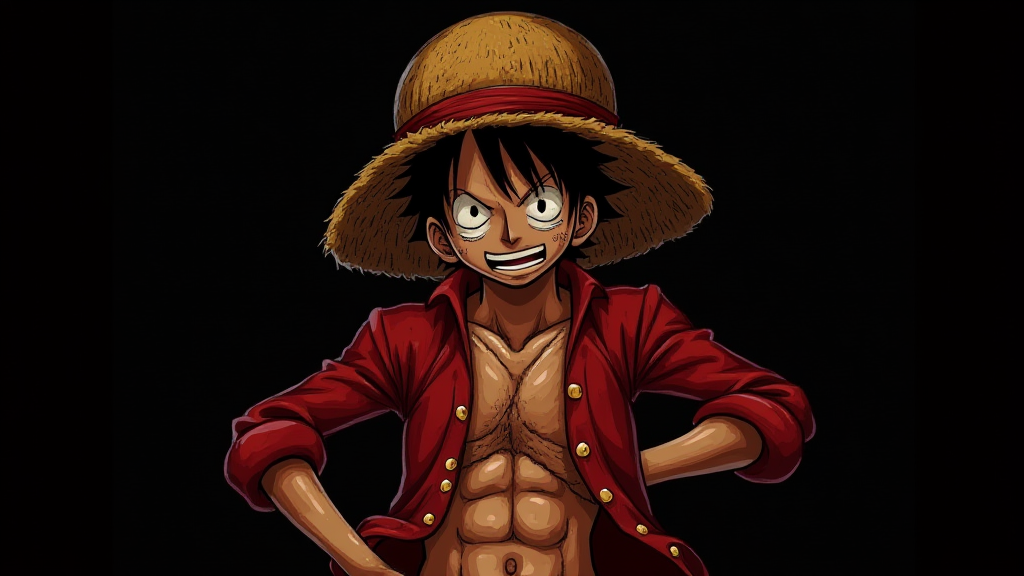 High Resolution Luffy Wanted Poster on Black Background