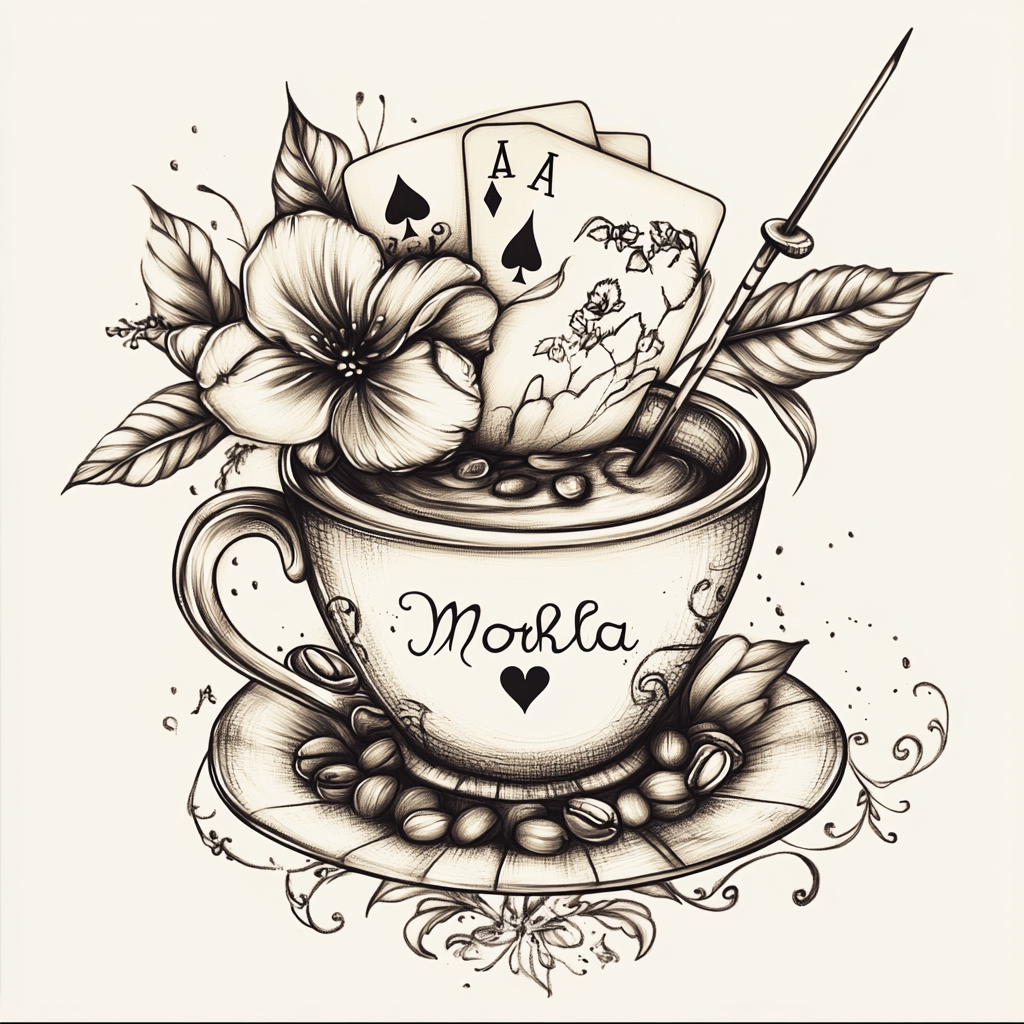 High Resolution Tattoo Design with Tea Cup and Norma