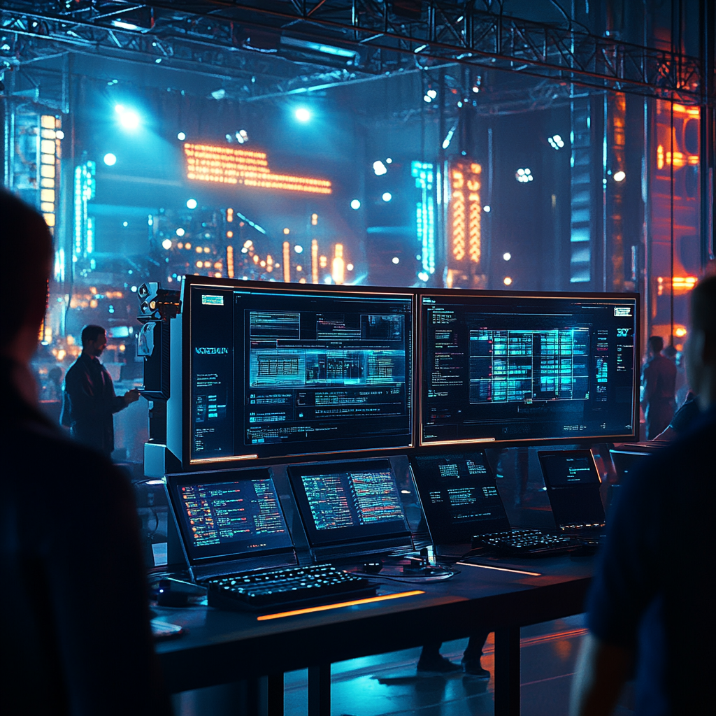 High-Tech Event Control Room Stock Photo