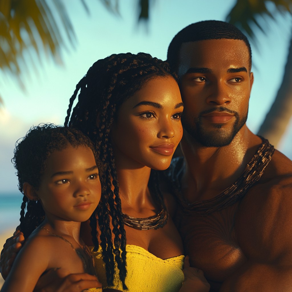 High definition image of African American family vacationing.