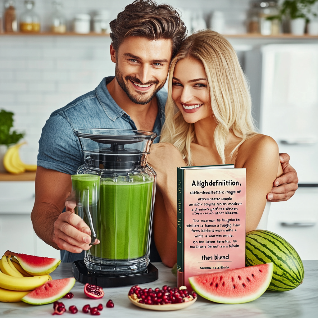 High-definition image of attractive couple in modern kitchen.