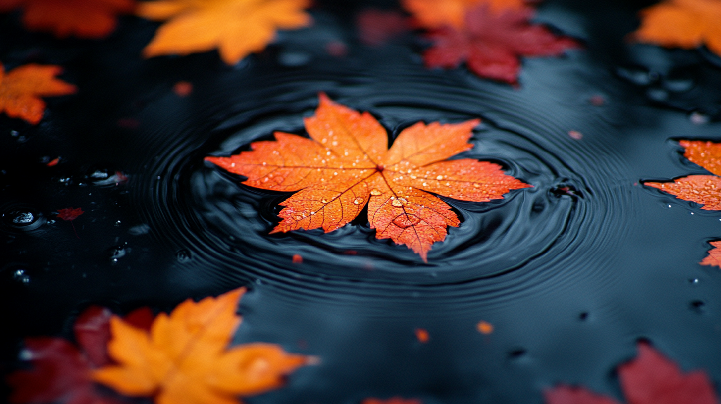 High-definition macro photography of red maple leaves.