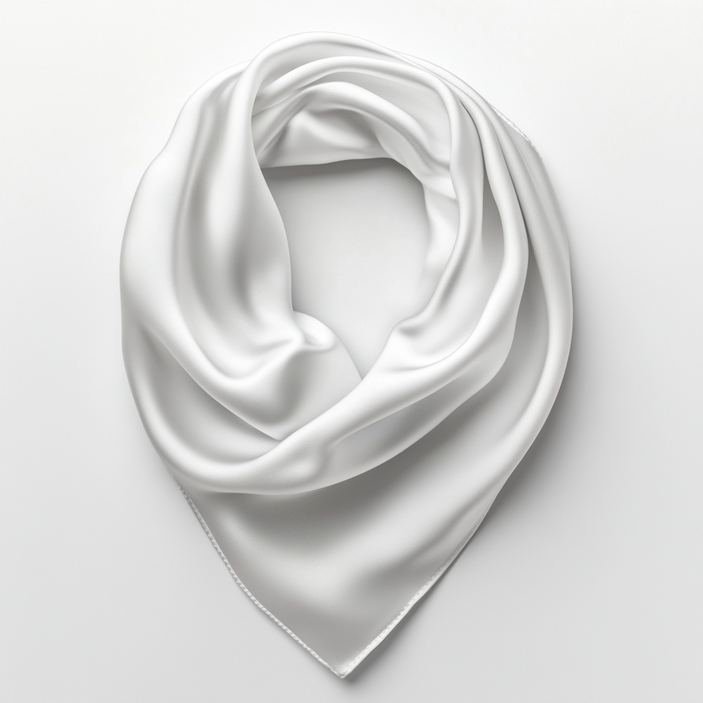 High-detail white silk scarf on clean background