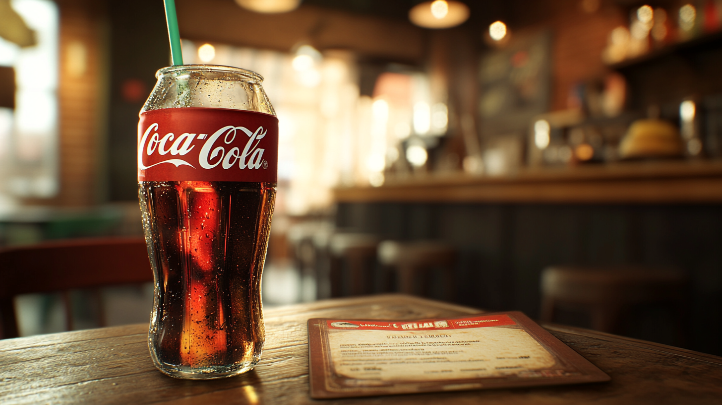 High-quality photo of Coca Cola menu card.