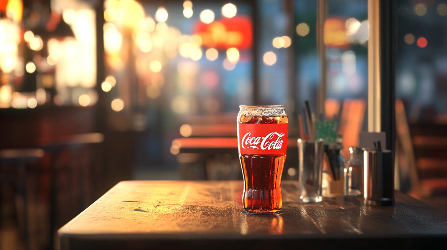 High-quality photo of Coca Cola menu on table.