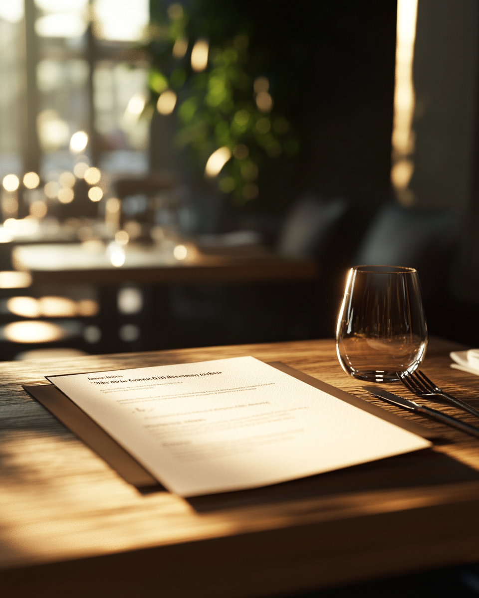 High quality photo of food menu on table.