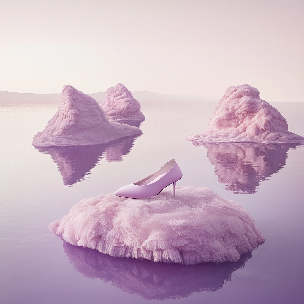 High-quality serene photo with mauve elements and shoe.