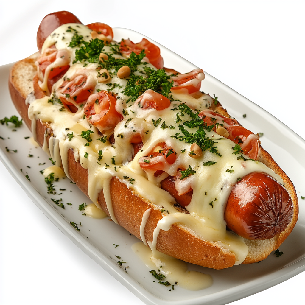 High resolution image of Jumbo Hotdog with cheese fill.