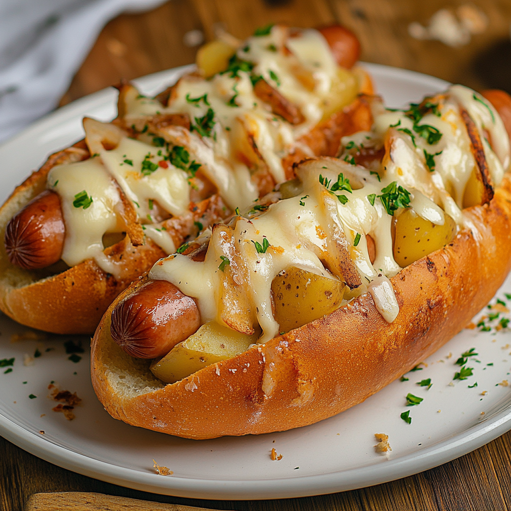 High resolution image of Potato Hotdog-bread with mozzarella cheese.