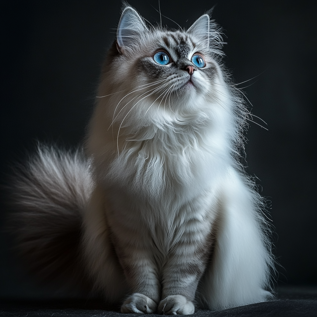 High resolution photo of cute Ragdoll cat.