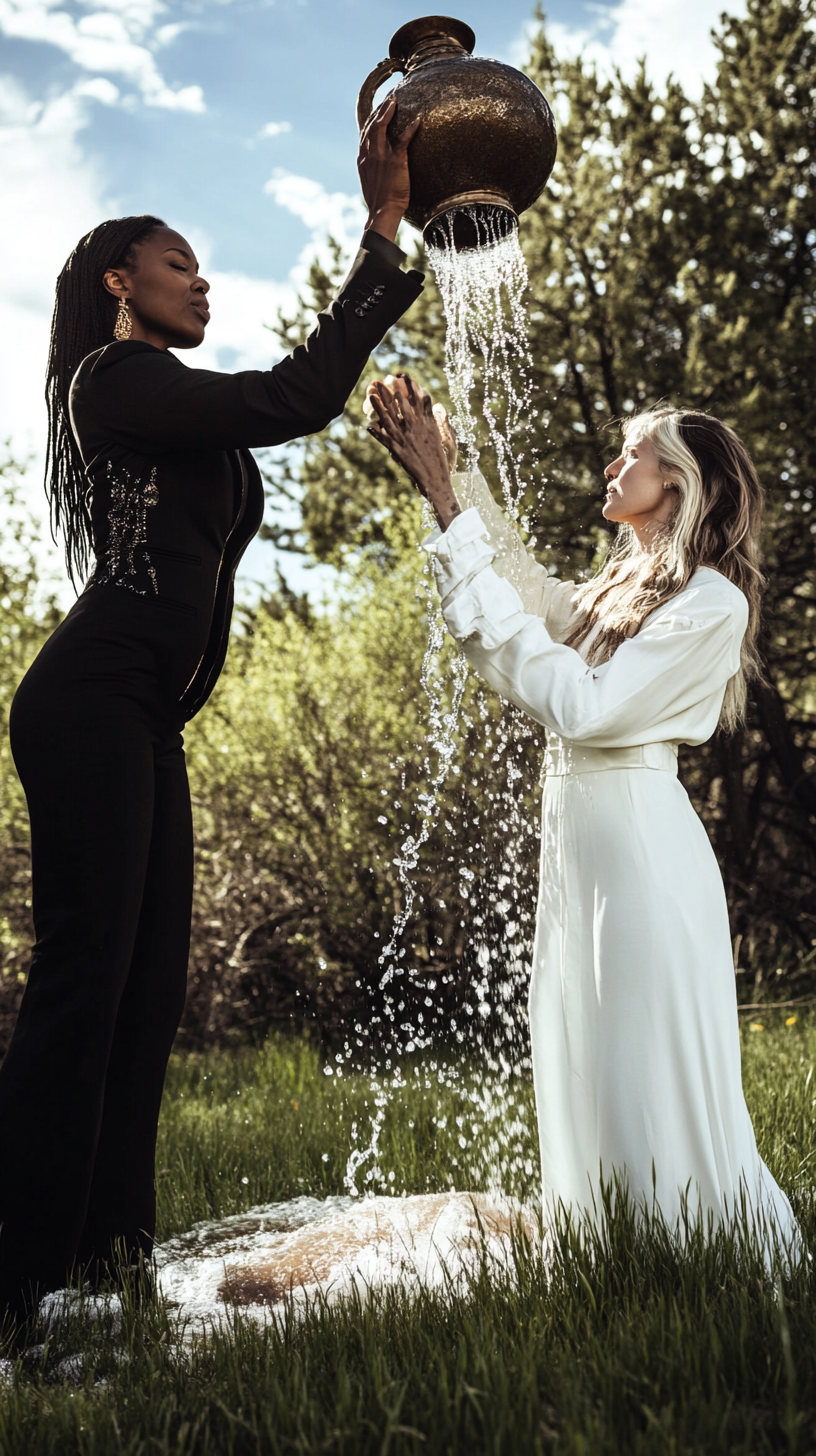 Hippie woman undergoes healing ritual by black politician