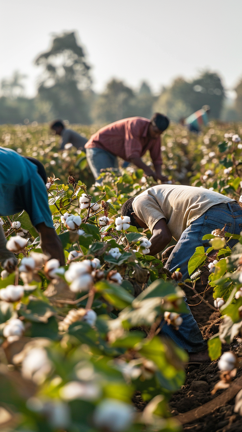 Historical Indian Cotton Field Workers in 17th Century