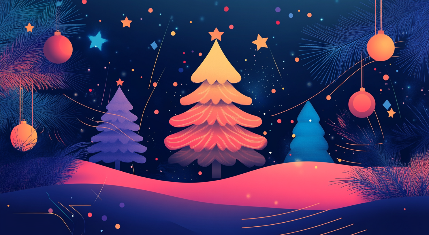 Holiday shapes in bright colors for posters or ads