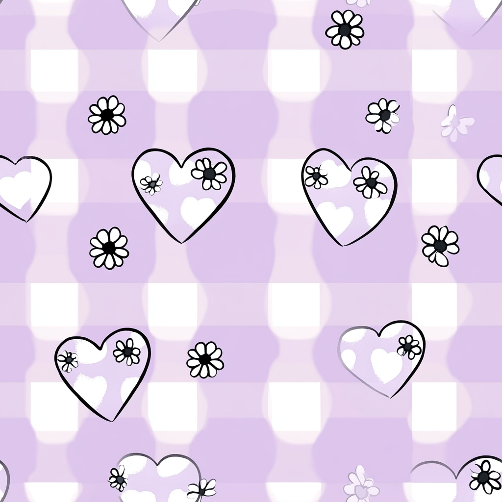 Houndstooth Hazelberry Hearts Flowers Seamless Pattern Vector Illustration