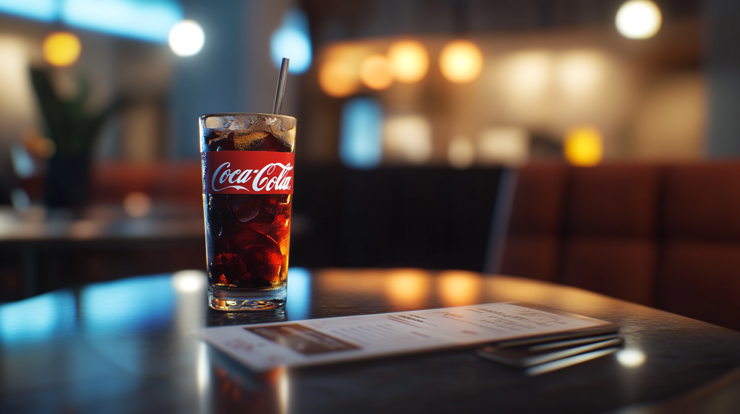 Hyper realistic photo of gastronomy forum with Coca Cola.