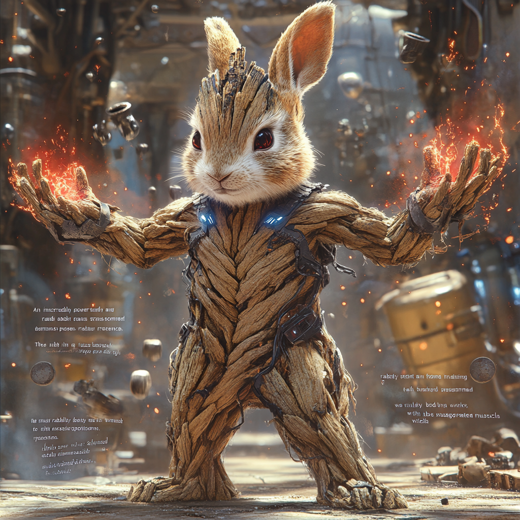 Hypermuscular Groot Rabbit with Mystical Power Pose