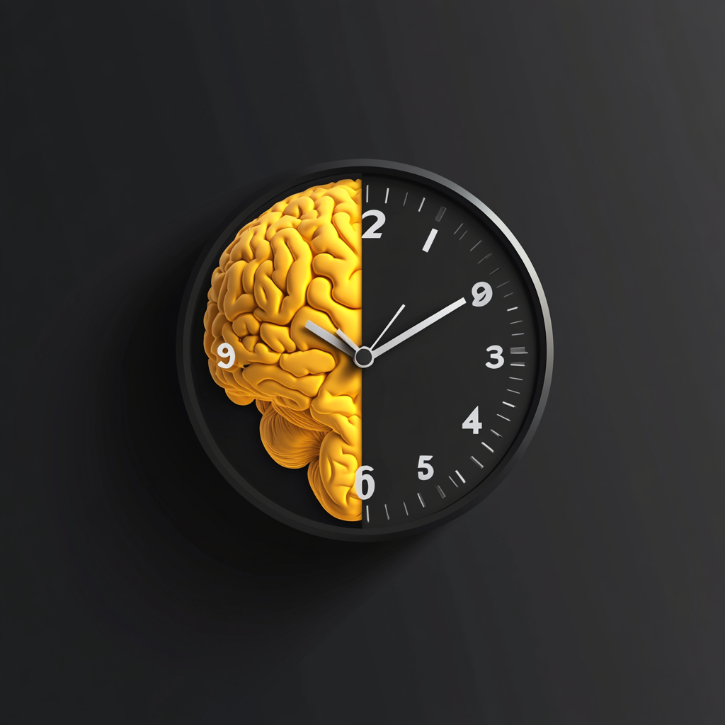 Icon of brain and clock in gradient color.