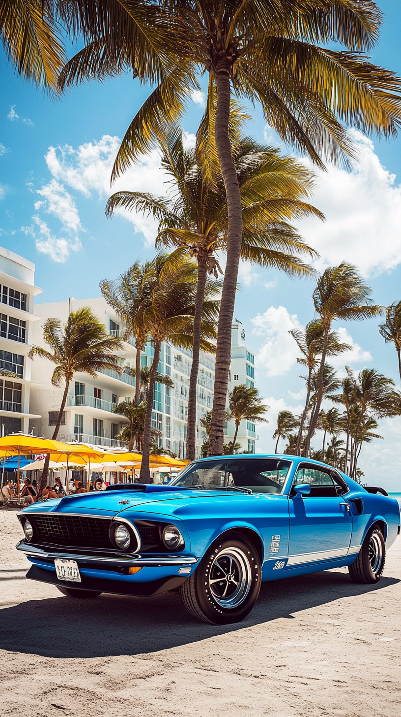 Iconic 1969 Boss Mustang in Miami Beach scene