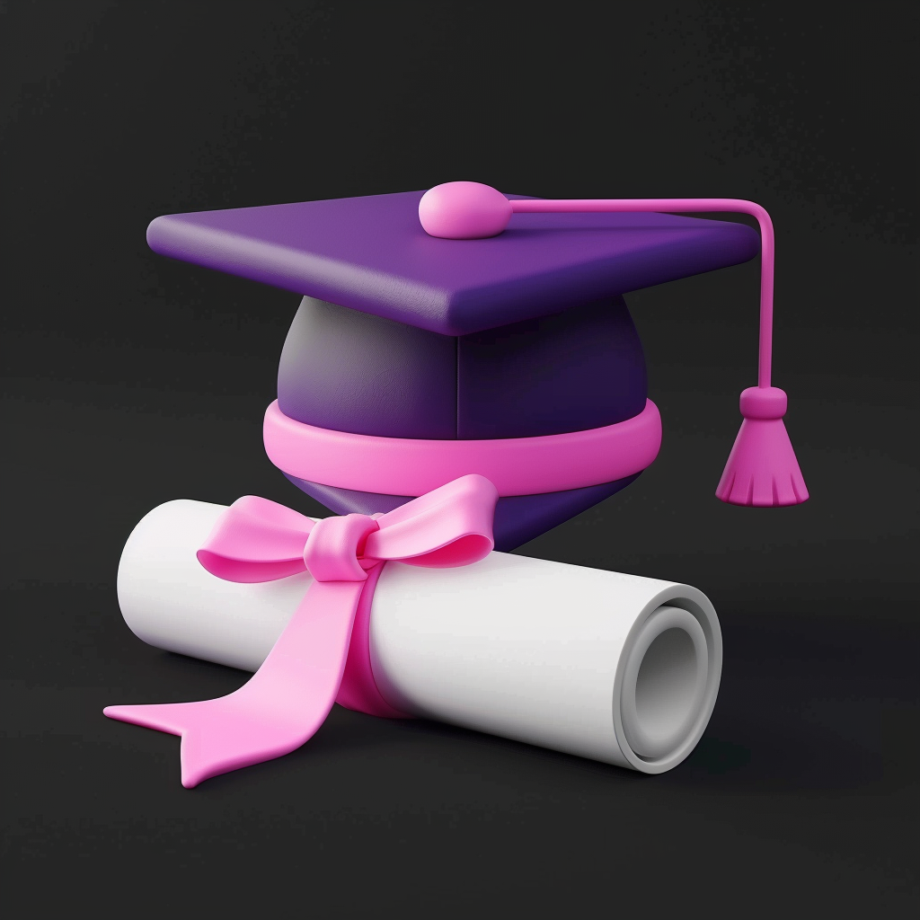 Iconic Exchange: Purple Cap, Pink Ribbon, White Diploma