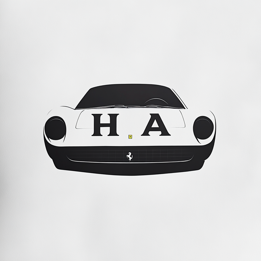 Iconic Ferrari Dino shape formed by typography word 'HA'