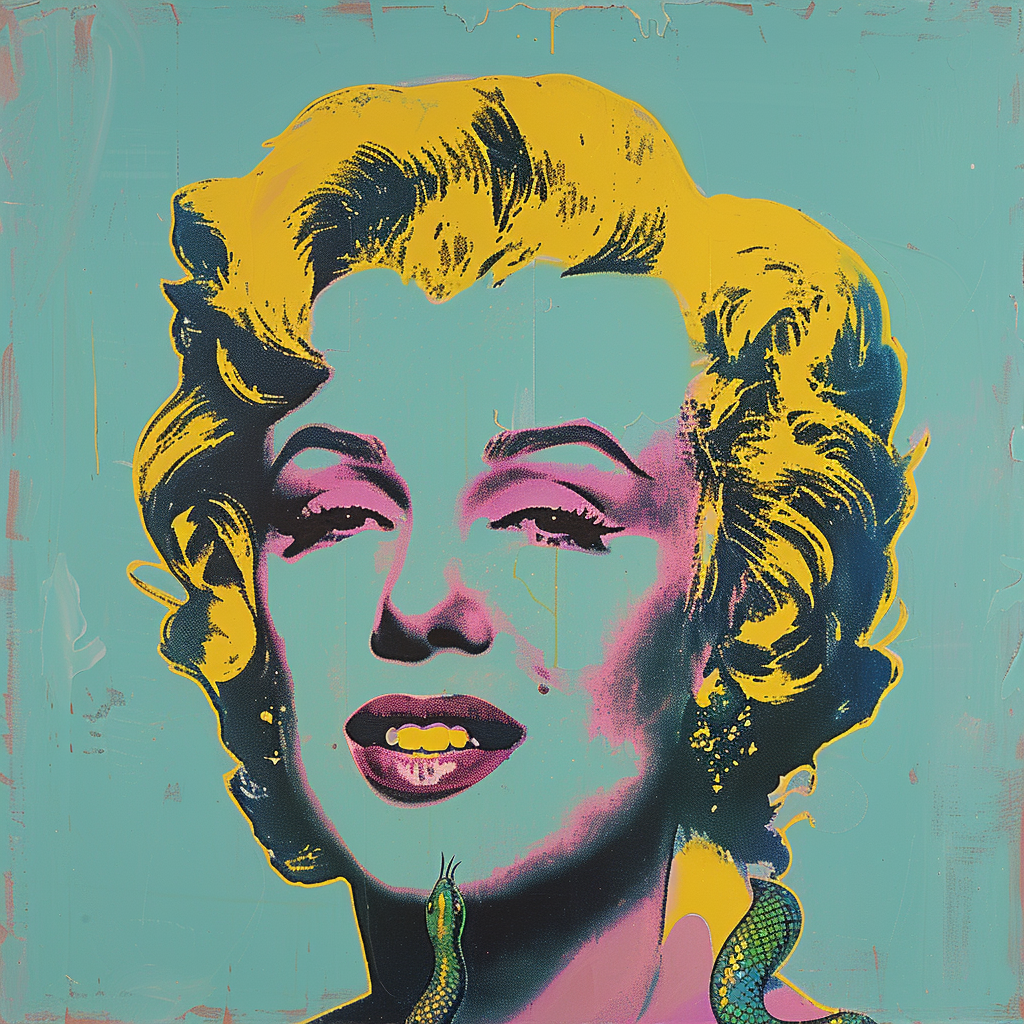 Iconic Marilyn Monroe Painting in Pastel Colors, Medusa Hair