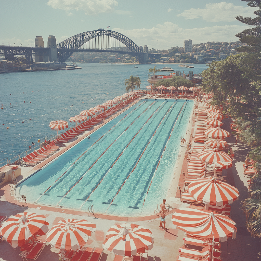 Iconic Sydney Harbour Bridge Pool with Sun Loungers