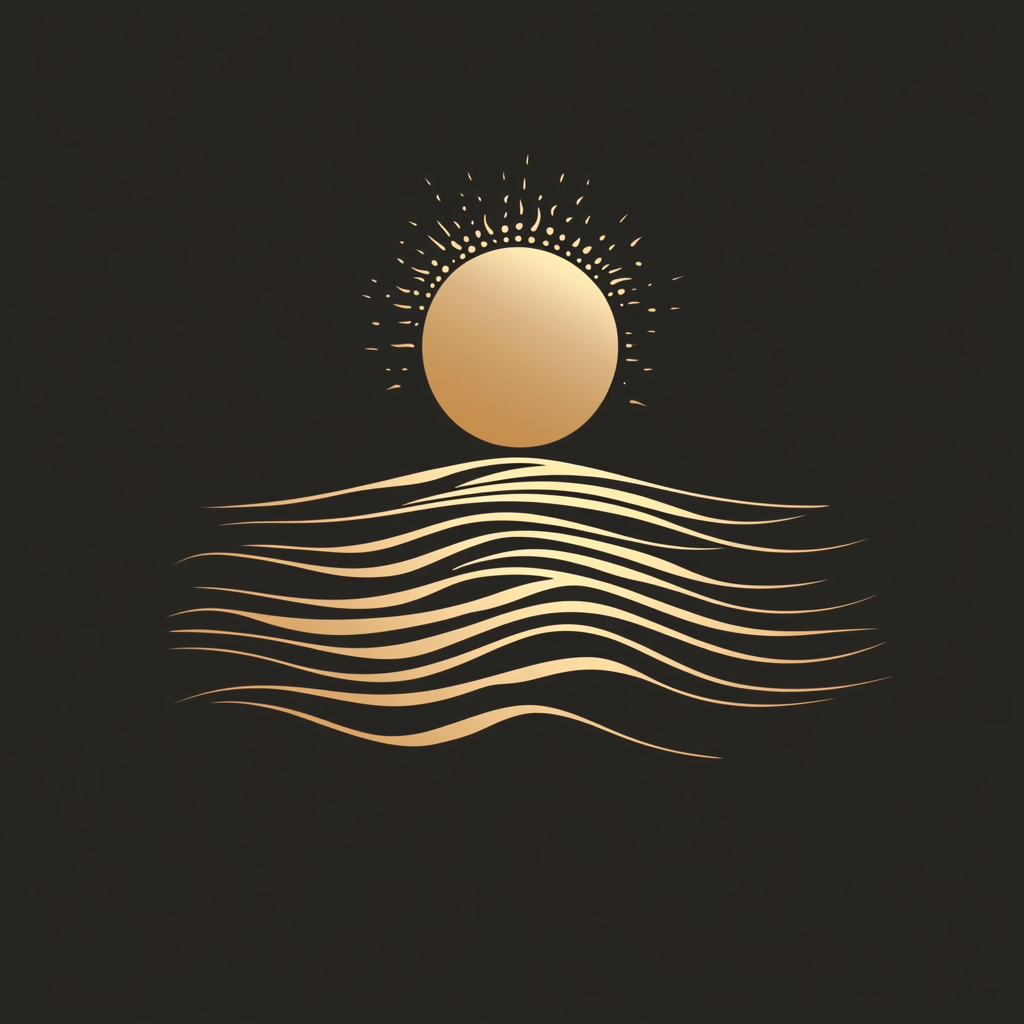 Iconic minimalist hotel logo for Las Terrenas, representing sand and sea.