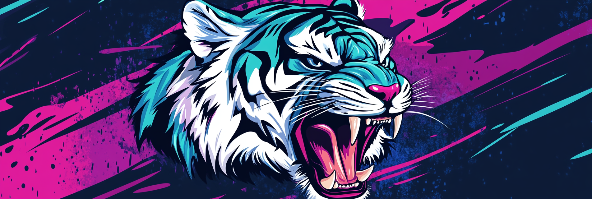 Illustration of angry tiger in modern graffiti style.