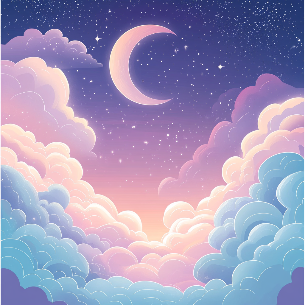 Illustration of spiritual design with pink, purple, blue gradient