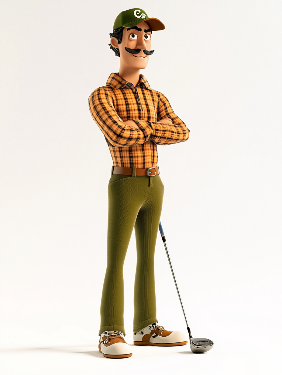 Image of 50-year-old male golfer in 70s style.