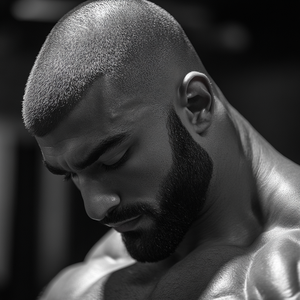 Image: Strong young man working out at gym