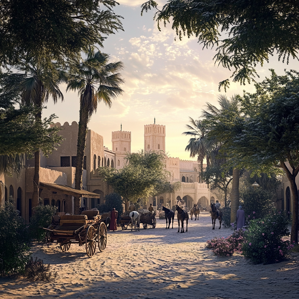 Imaginative 3D render of old Abu Dhabi city