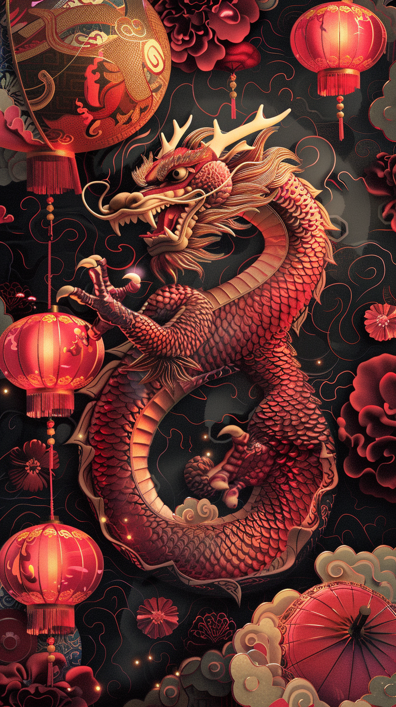 Immense Dragon in Chinese New Year Wallpaper Design