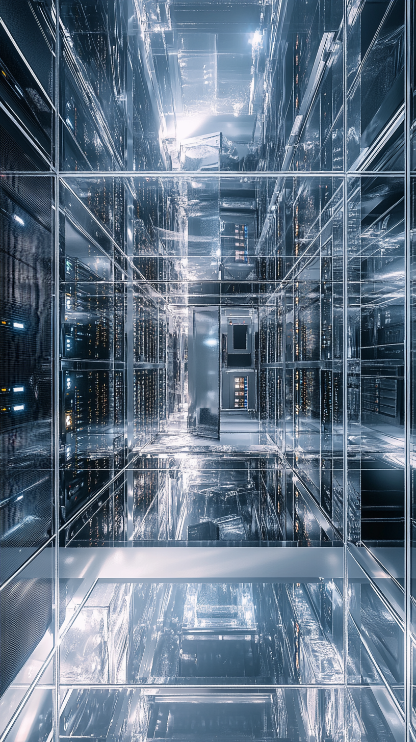 Immersive 3D Data Servers in Transparent Crystal Box