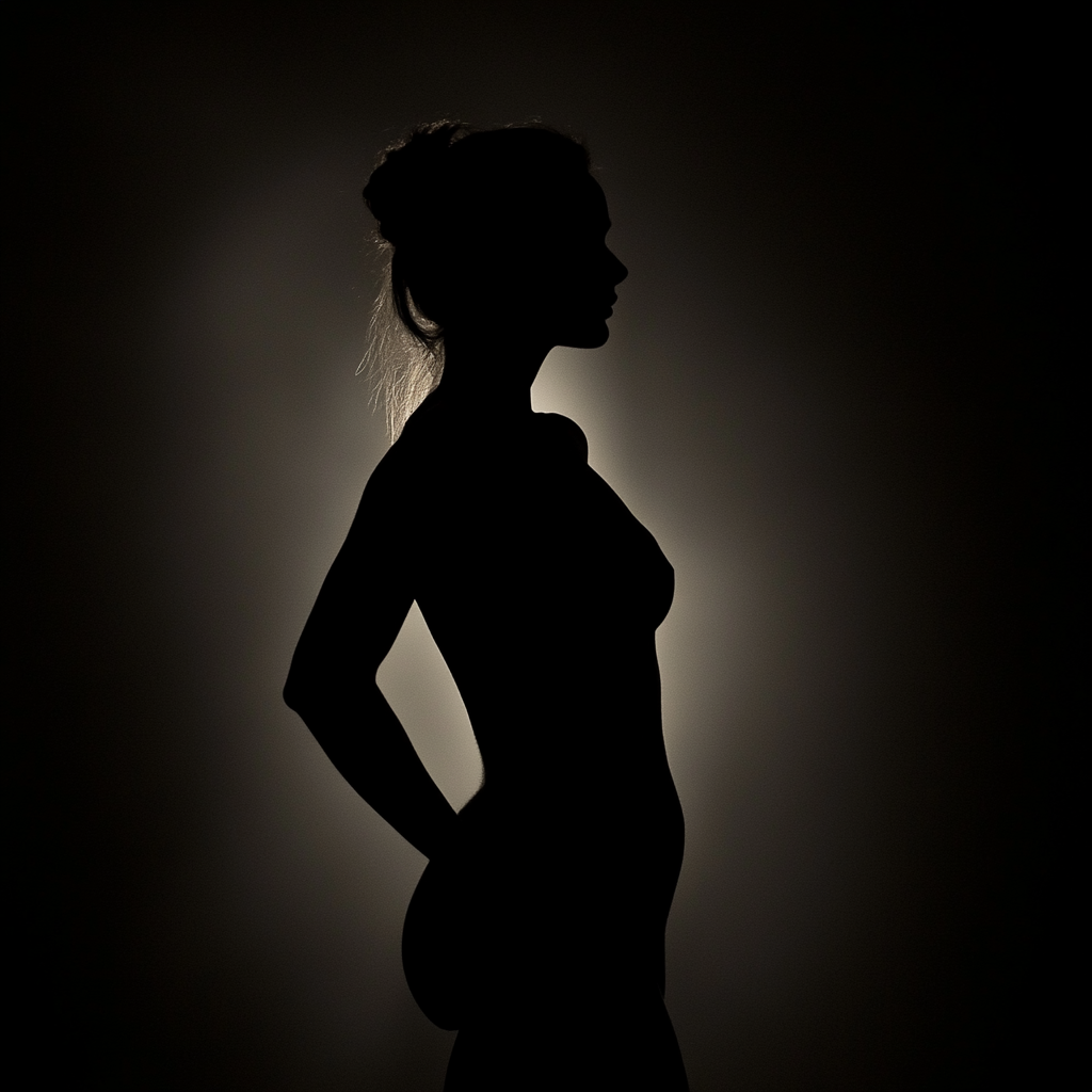 Impressionist Silhouetted Model Photorealistic Volumetric Light Background