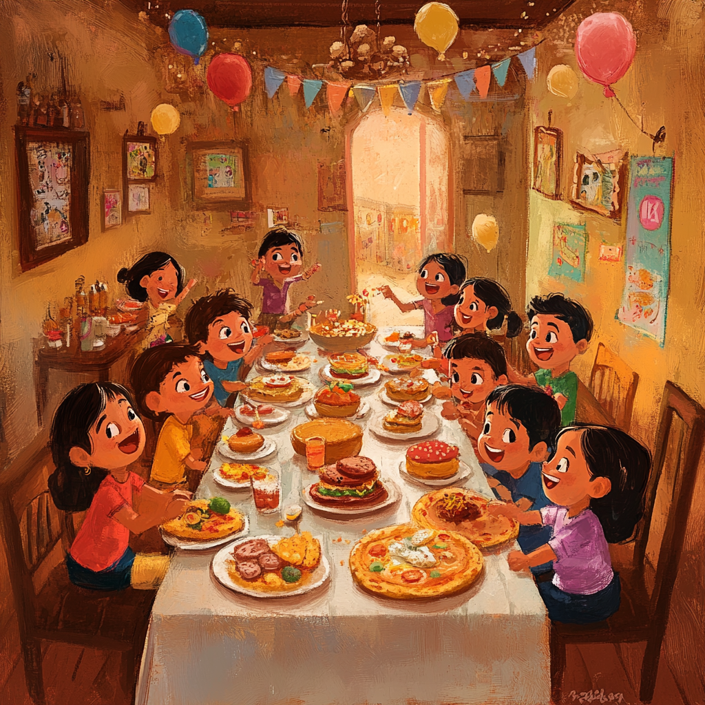 Indian Children Celebrating Children's Day at a Restaurant