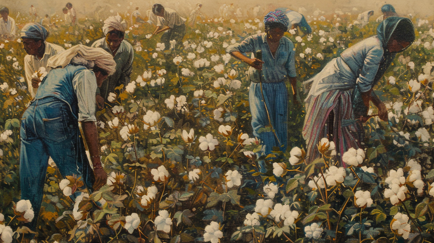 Indian Cotton Field: Modern Mona Lisa Renaissance Portrait