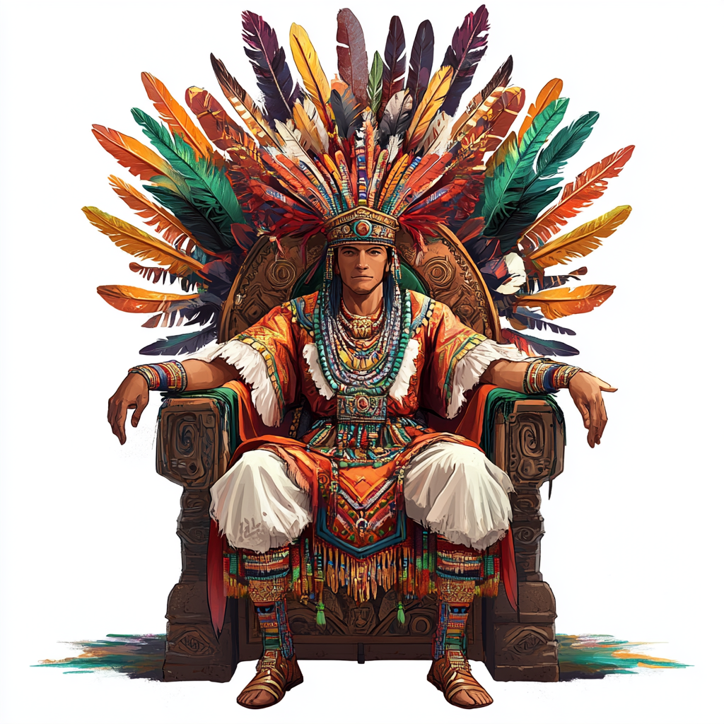 Indian King with Feathered Crown, Pixar-Style Cartoon 