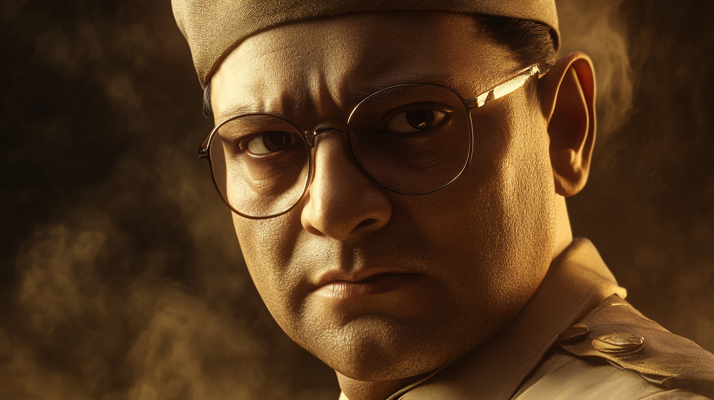 Indian freedom fighter, Subhas Chandra Bose, photo realistic, 4k.