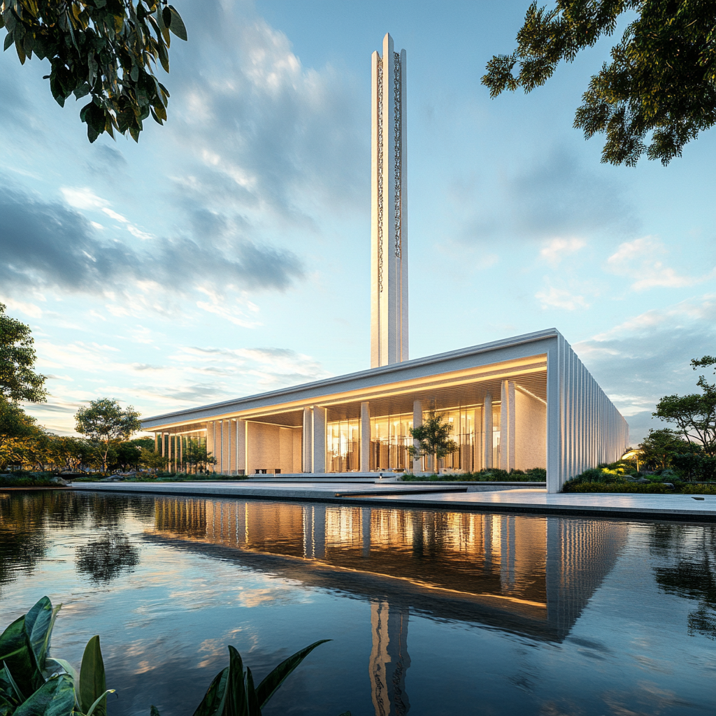 Indonesian mosque with keraton concept by the sea.